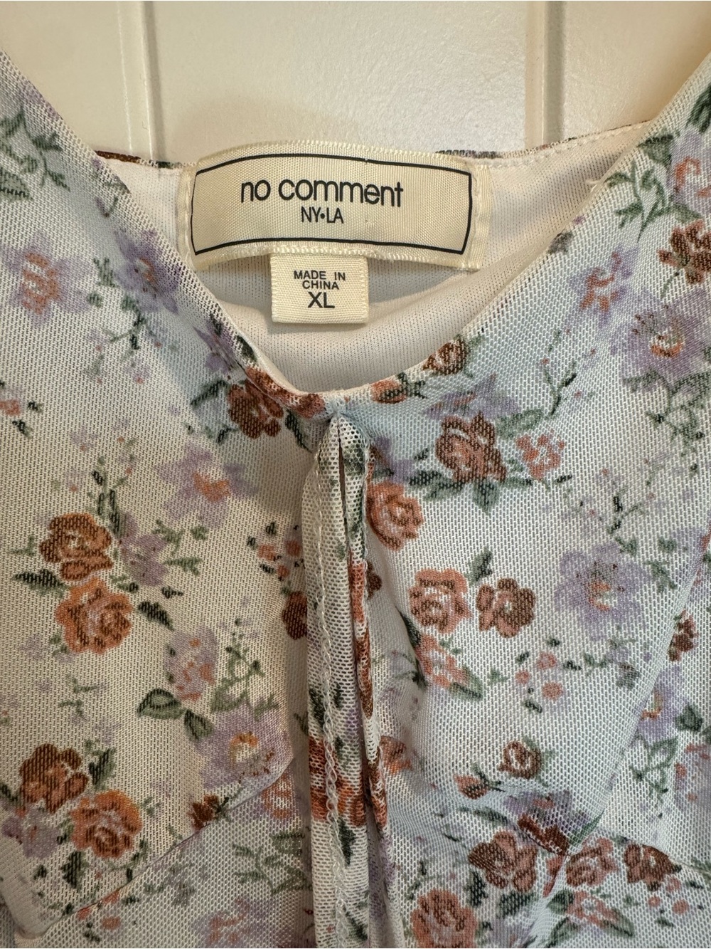 90s style Summer Dress - White with Brown & Pink Floral - Picture 3 of 6